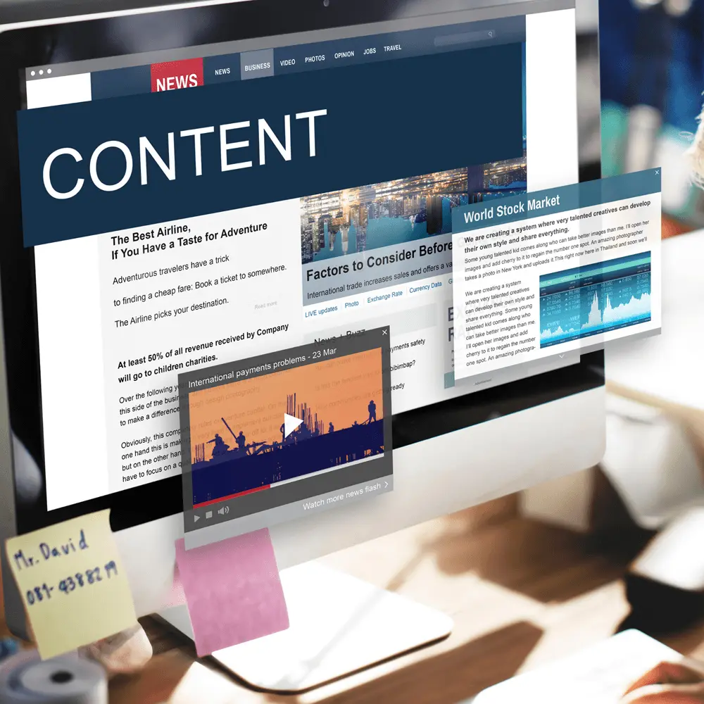Multiple content and news channels displayed on a screen, representing multi-market media planning